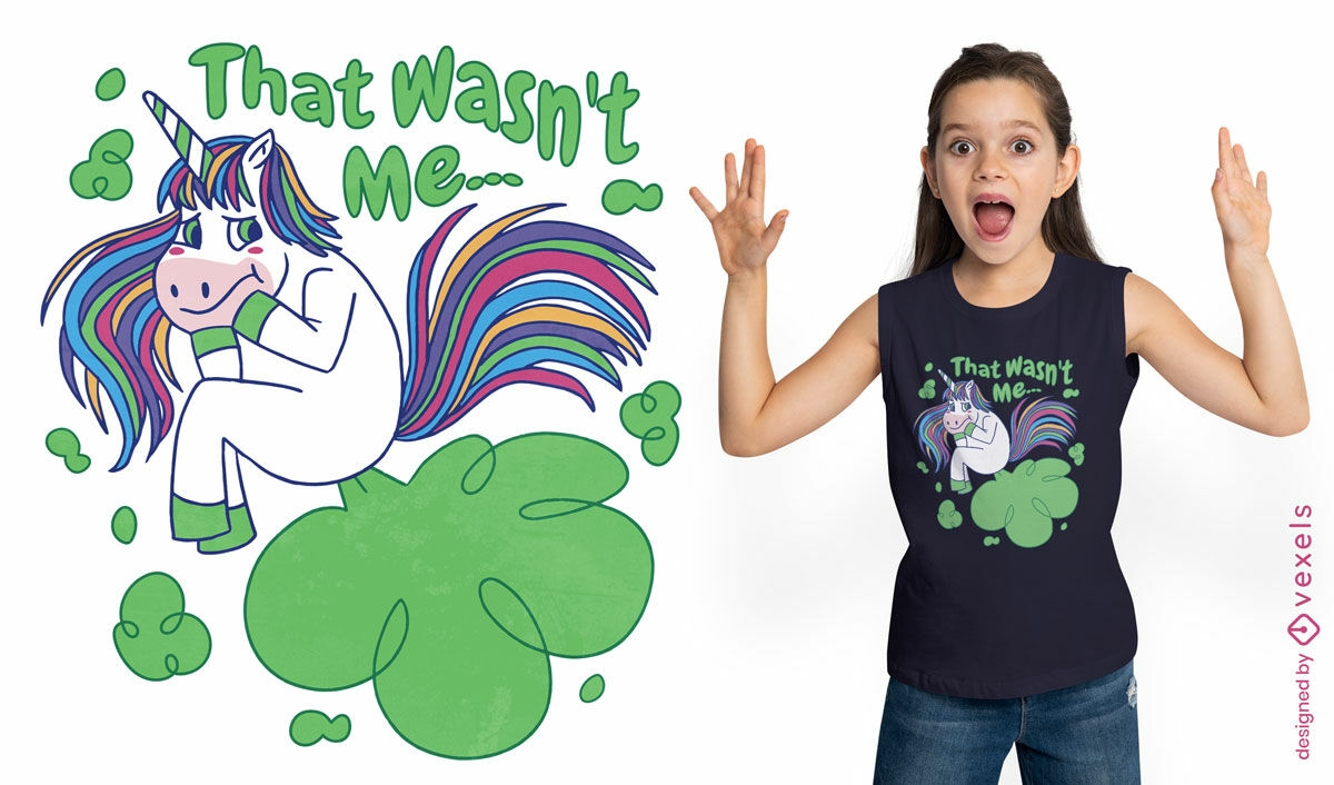 Cartoon unicorn farting t-shirt design