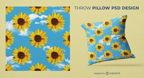 Diseño de cojín con estampado de girasoles