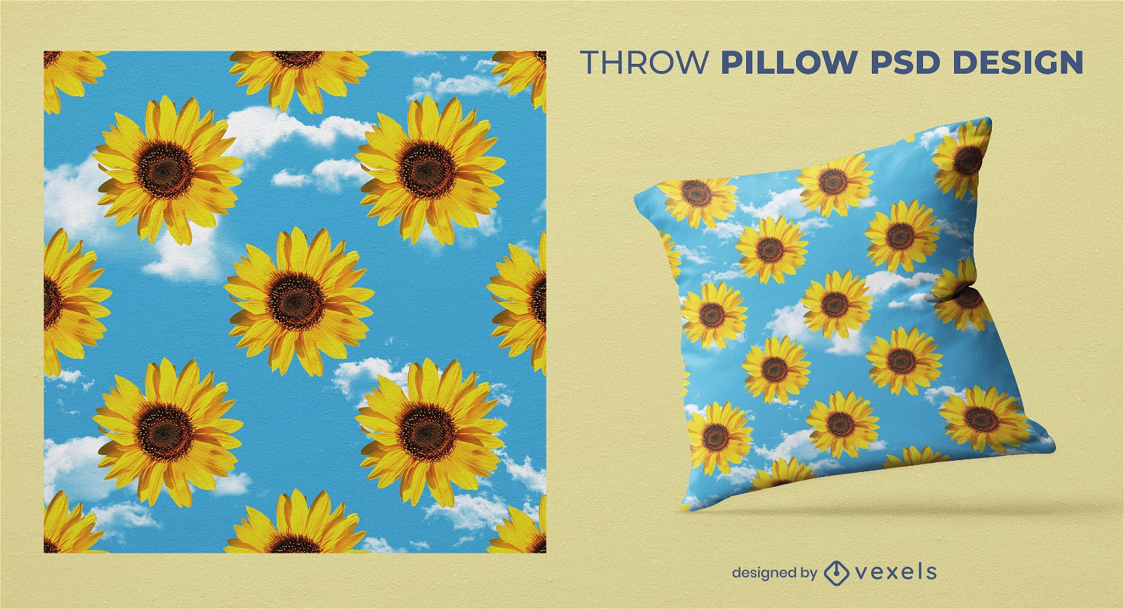 Sunflowers pattern throw pillow design