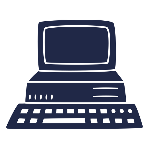 Black and white silhouette of a desktop computer PNG Design
