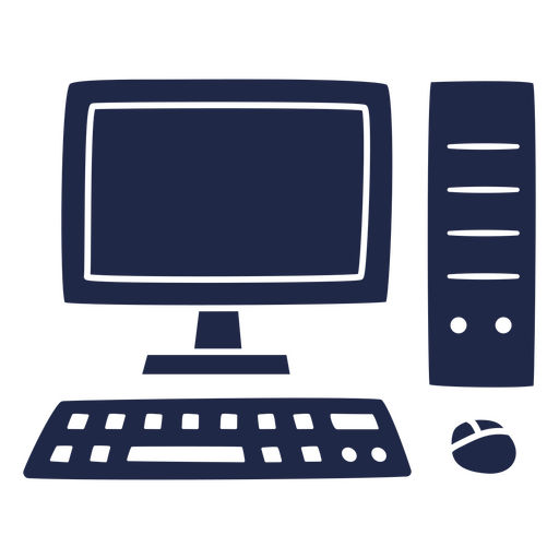 Black and white silhouette of a personal computer PNG Design