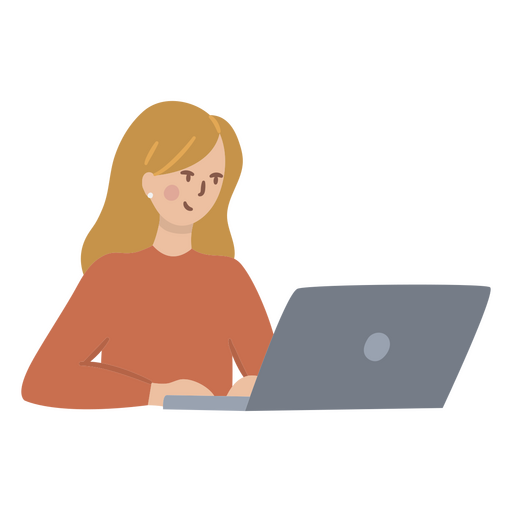 Young girl working in her computer PNG Design