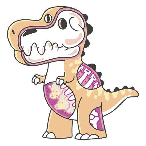 Dinossauro desenho simples caricatura tiranossauro rex rindo fundo  transparente png