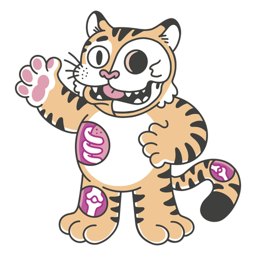 Desenho de tigre com seções em corte Desenho PNG