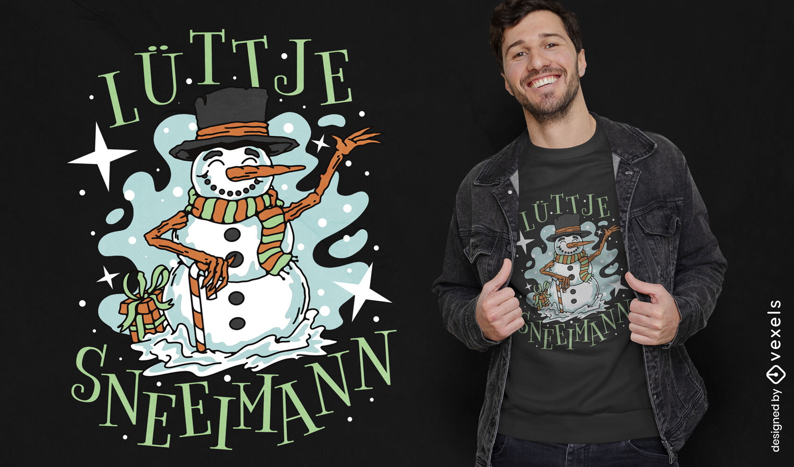 Diseño de camiseta de navidad feliz muñeco de nieve