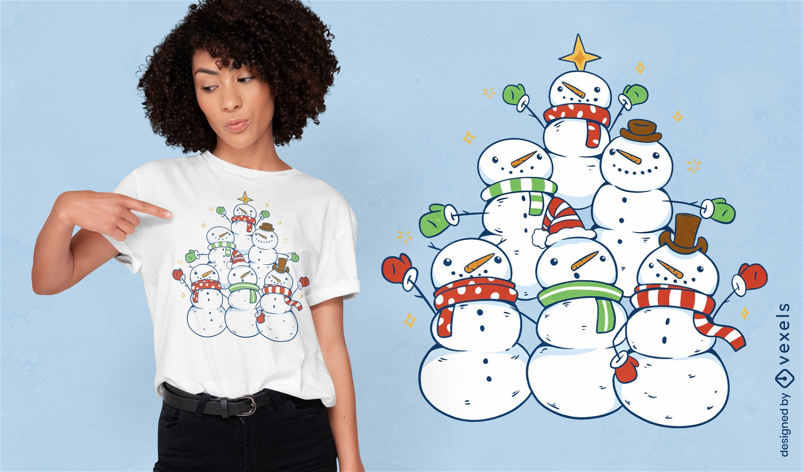 Snwomen-Pyramiden-Weihnachtst-shirt Entwurf