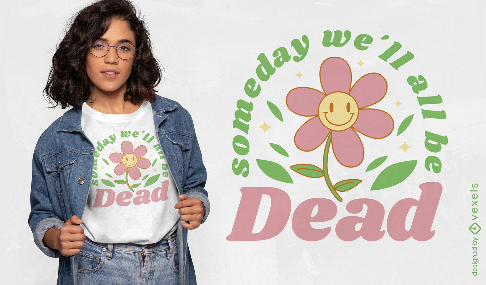 Diseño de camiseta sonriente de flor de margarita.