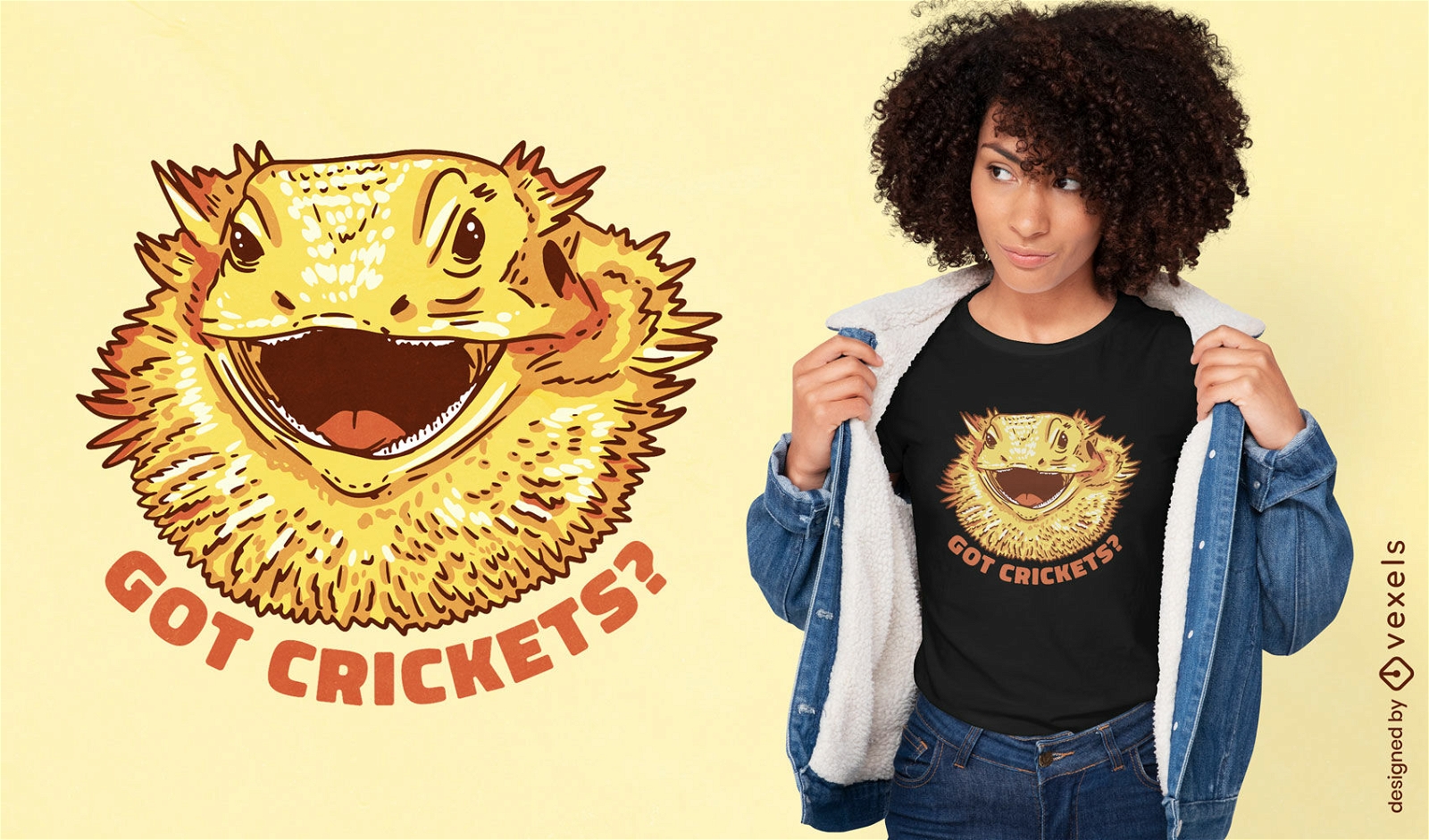 Diseño divertido de camiseta de cricket de dragón barbudo