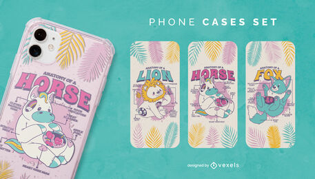 Conjunto de capas de telefone de anatomia animal