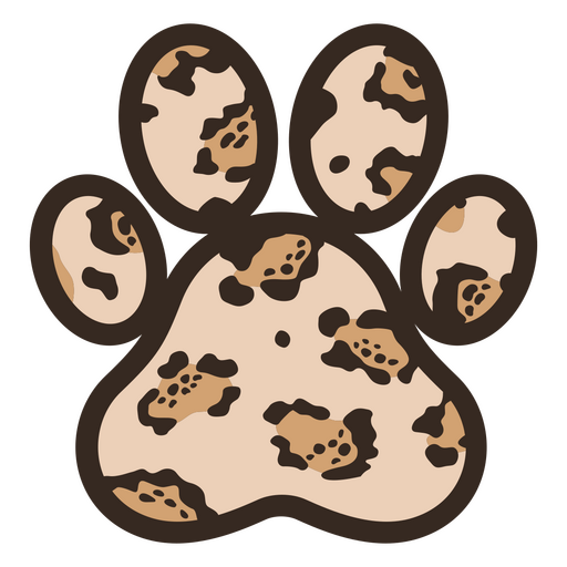 Striking creature pattern design with spots in paw-shaped frame PNG Design
