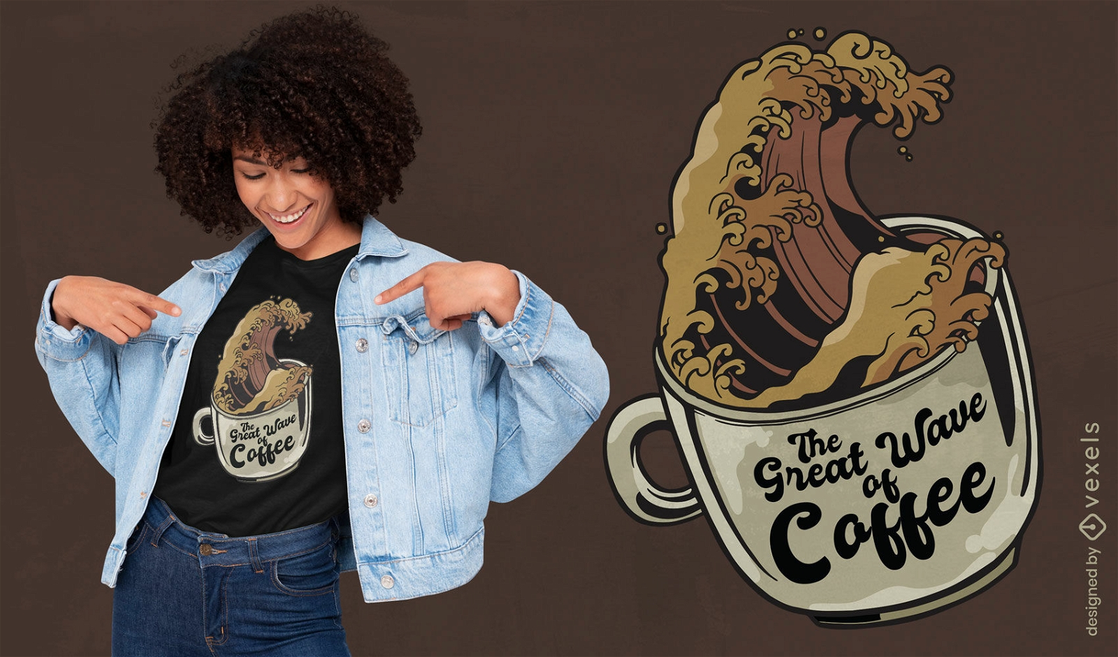 Great wave coffee cup t-shirt design