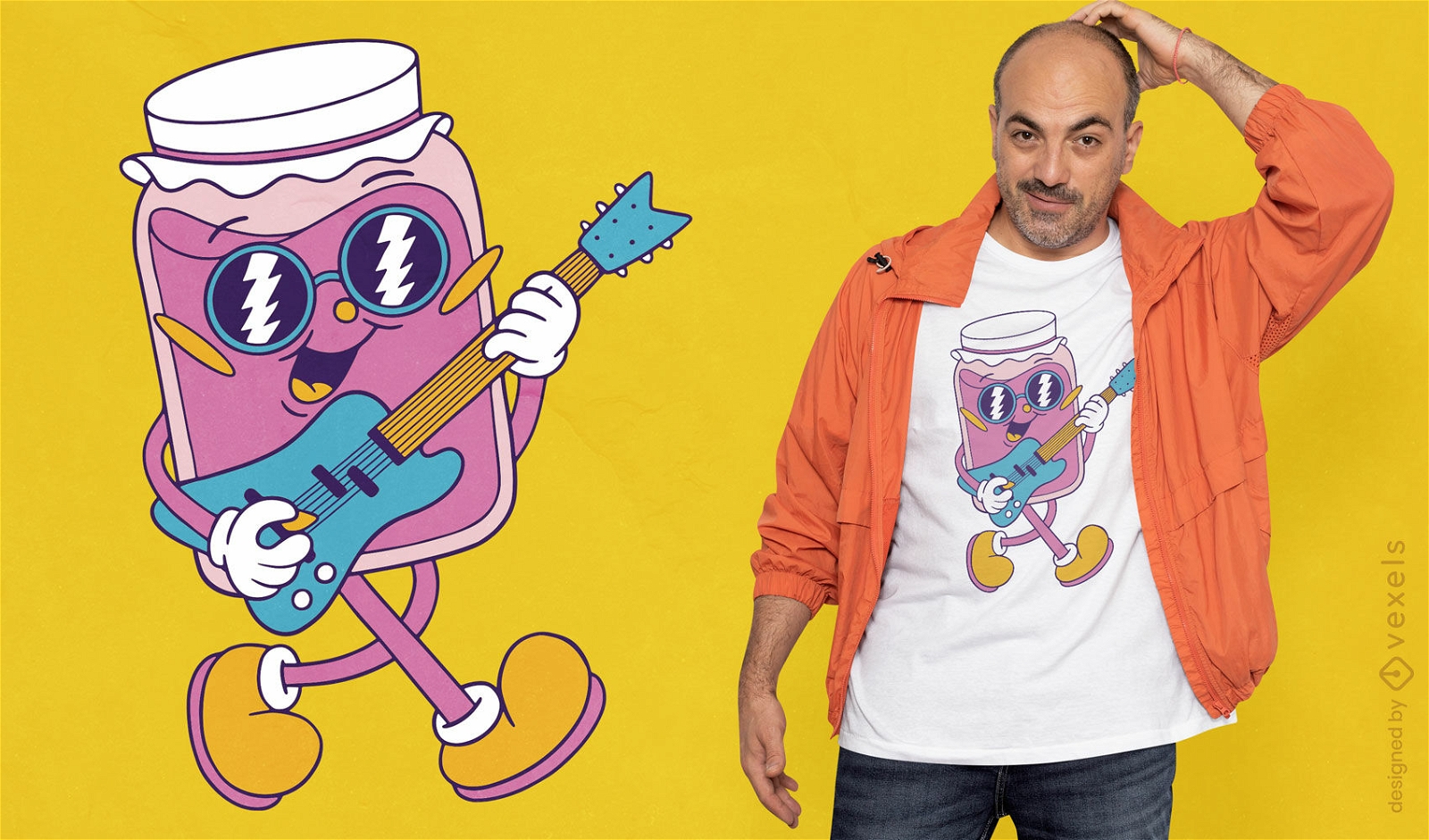 Diseño de camiseta de dibujos animados de mermelada de música