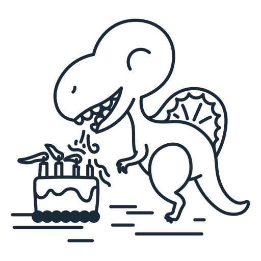 Umriss des Geburtstagsdinosauriers, der Kerzen ausbläst PNG-Design