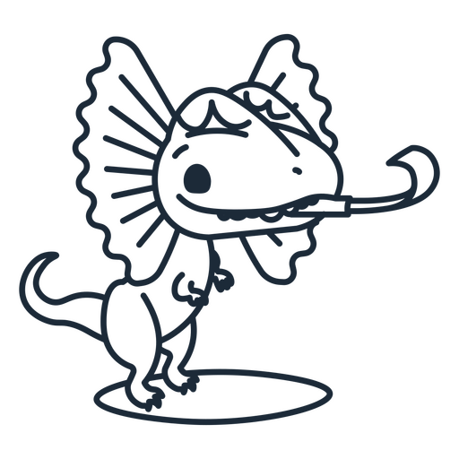 Esquema del dinosaurio de cumpleaños con un matraca Diseño PNG
