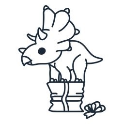 Contorno del dinosaurio de cumpleaños encima de una caja de regalo Diseño PNG