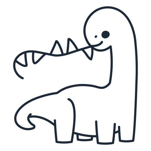 Umriss eines Geburtstagsdinosauriers, der Plastikwimpel im Maul hält PNG-Design