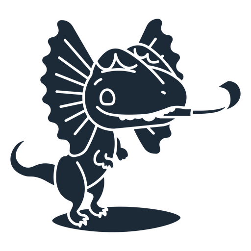Cut-out silhouette of birthday dinosaur with a noisemaker PNG Design