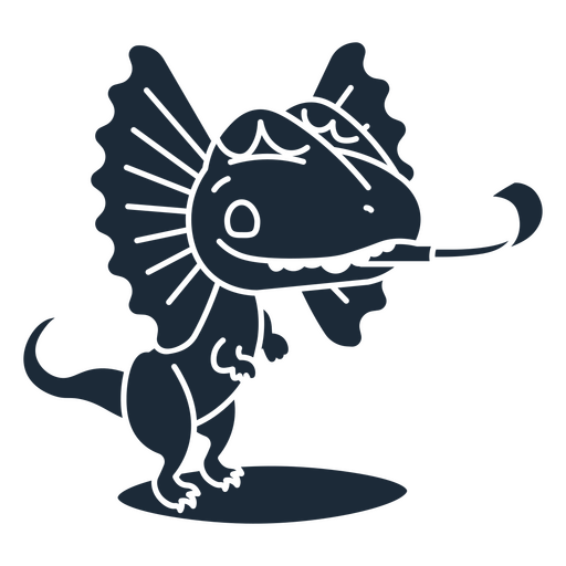 Silhueta recortada de dinossauro de aniversário com um noisemaker Desenho PNG