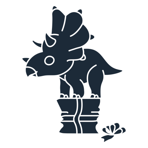 Cut-out silhouette of birthday dinosaur atop a gift box PNG Design