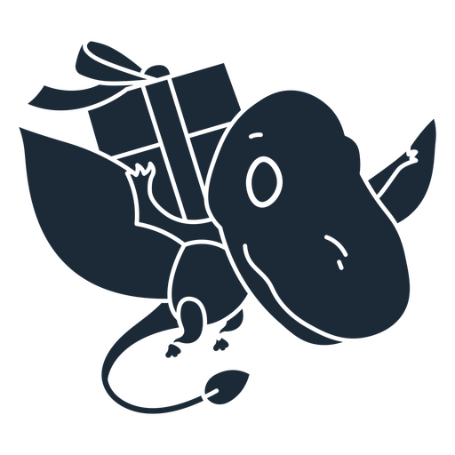 Ausgeschnittene Silhouette eines Geburtstagsdinosauriers, der ein Geschenk auf dem Rücken trägt PNG-Design