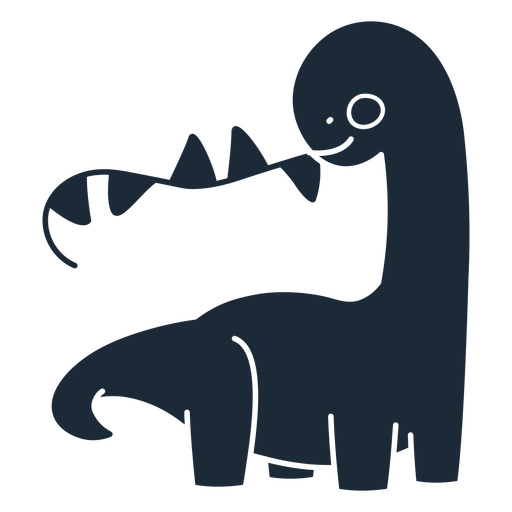 Cut-out silhouette of birthday dinosaur holding plastic pennants in its mouth PNG Design