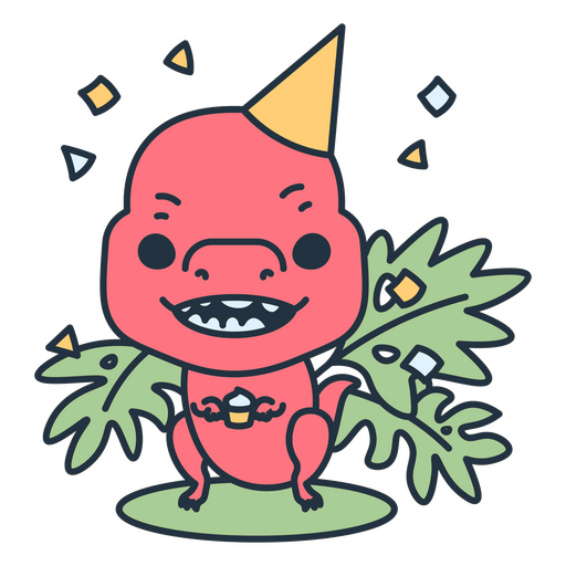 Dinossauro kawaii de aniversário comemorando seu dia especial Desenho PNG