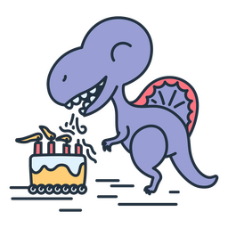 Birthday Kawaii Dinosaur Blowing Out Candles Of A Cake PNG & SVG Design ...