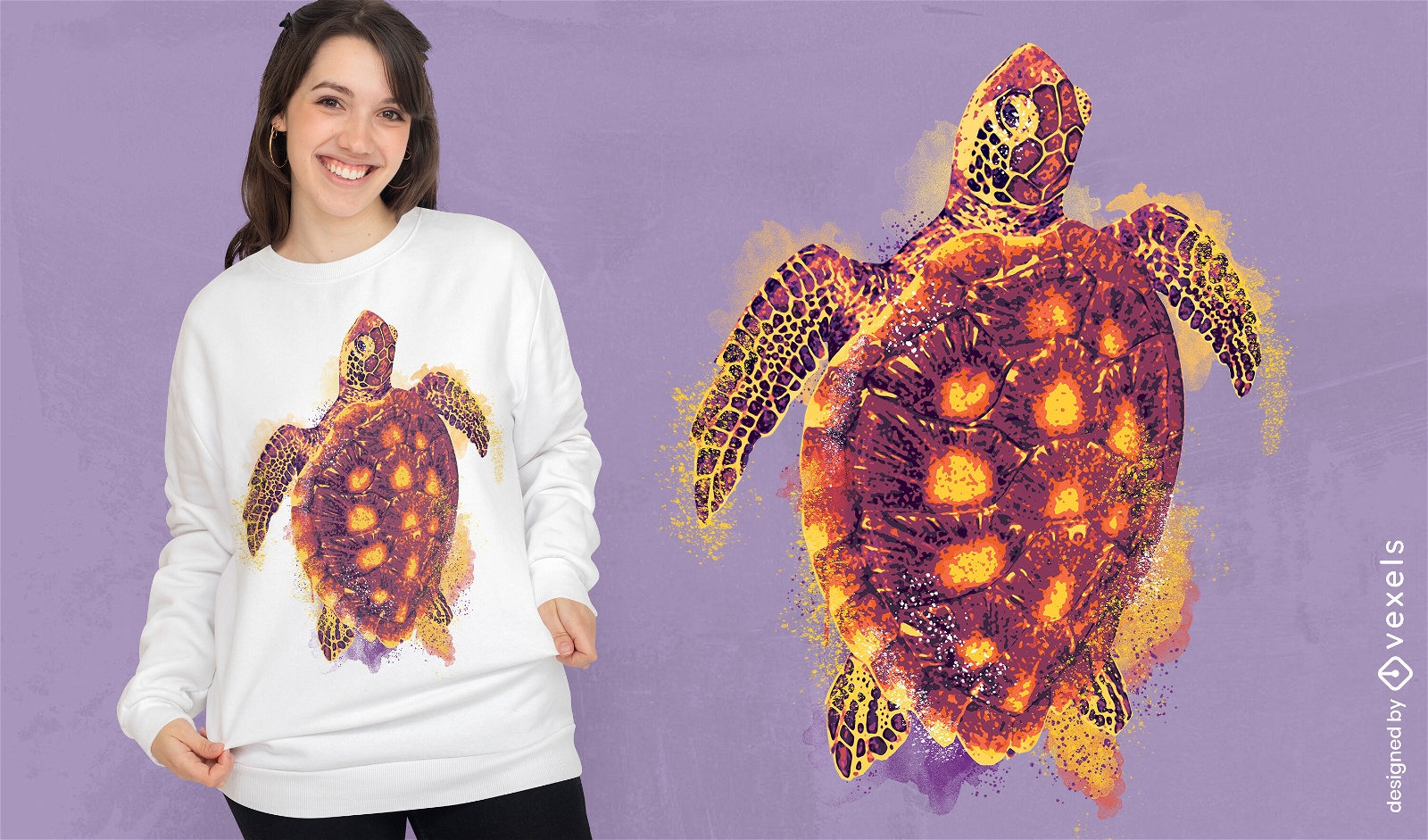 Design de camiseta de tartaruga em aquarela