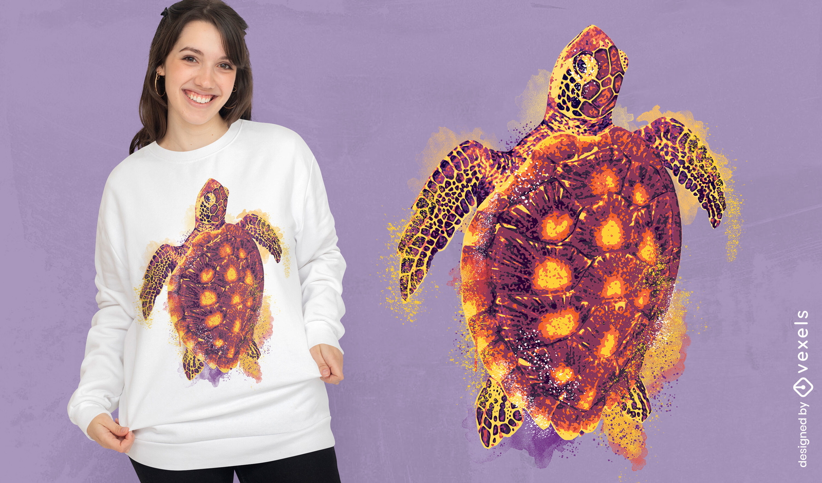 Diseño de camiseta de tortuga acuarela.