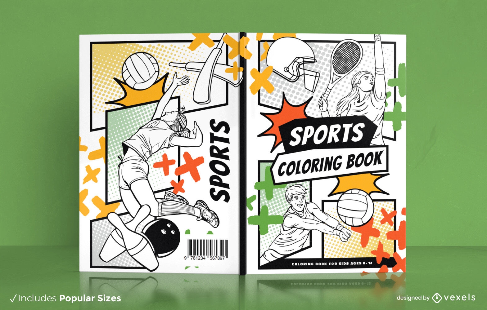 Design de capa de livro de colorir esportivo KDP