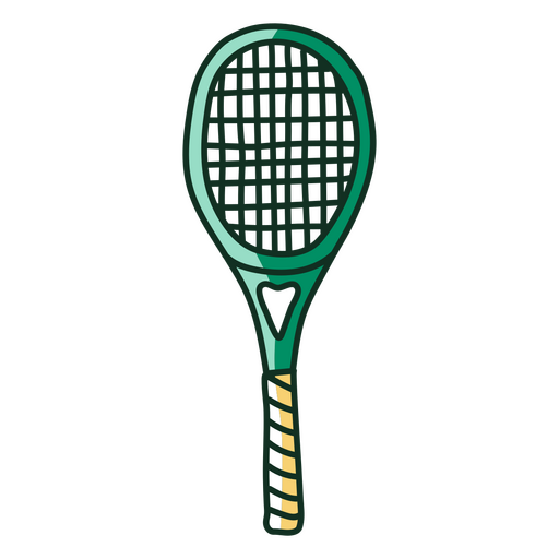 Doodle de raqueta de tenis verde Diseño PNG