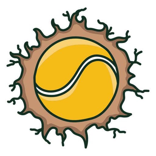 Doodle de pelota de tenis amarilla Diseño PNG