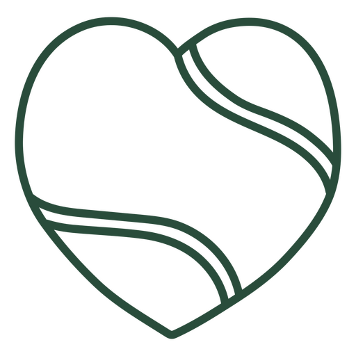 Heart-shaped tennis ball stroke outline PNG Design