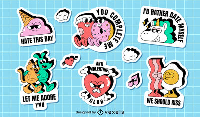 Anti Valentines stickers, Retro Valentine's Day Stickers By ArtFM