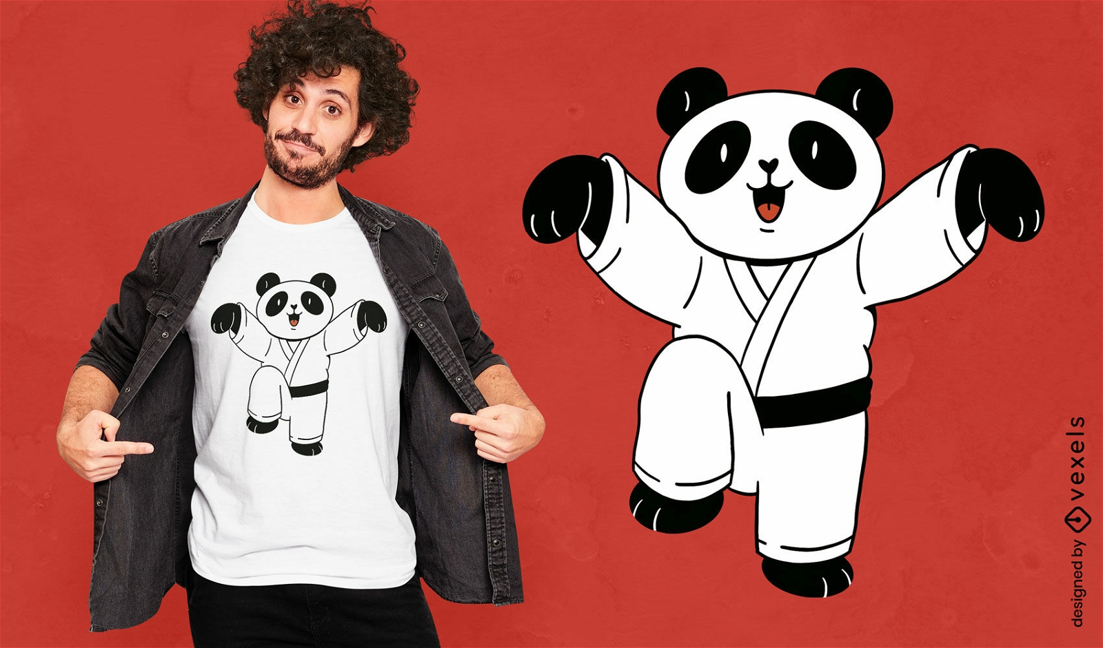 Design de camiseta de panda de karatê