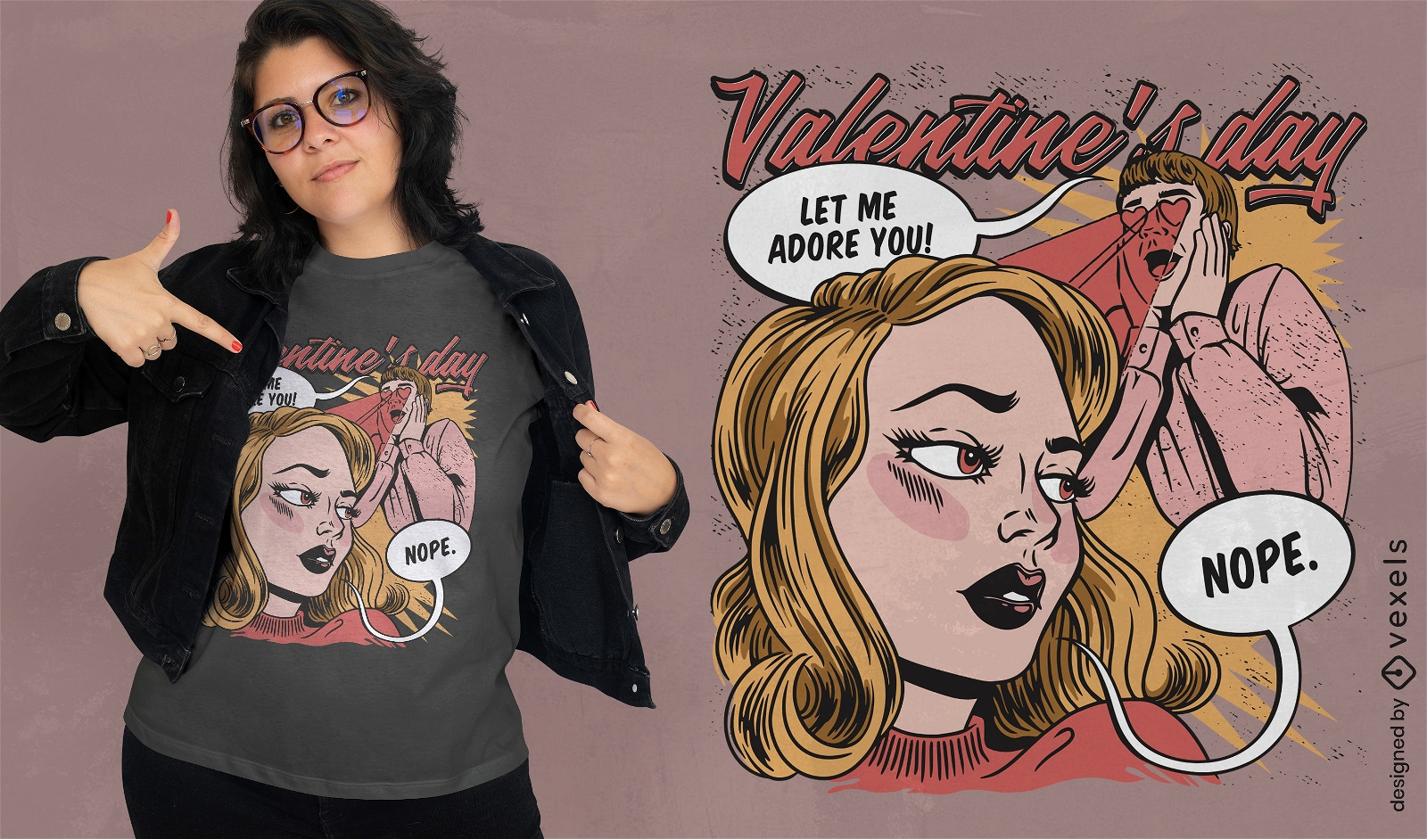 Anti-Valentinstag feministische Comic-T-Shirt-Design
