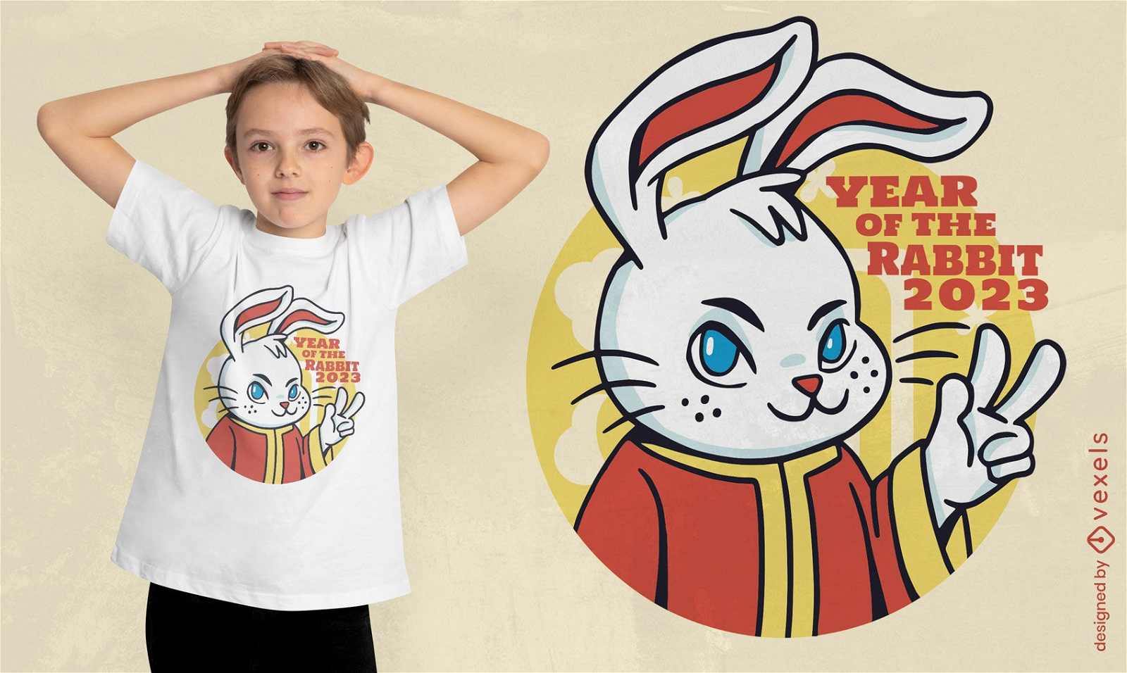 Kaninchen für T-Shirt-Design des chinesischen Neujahrsfests