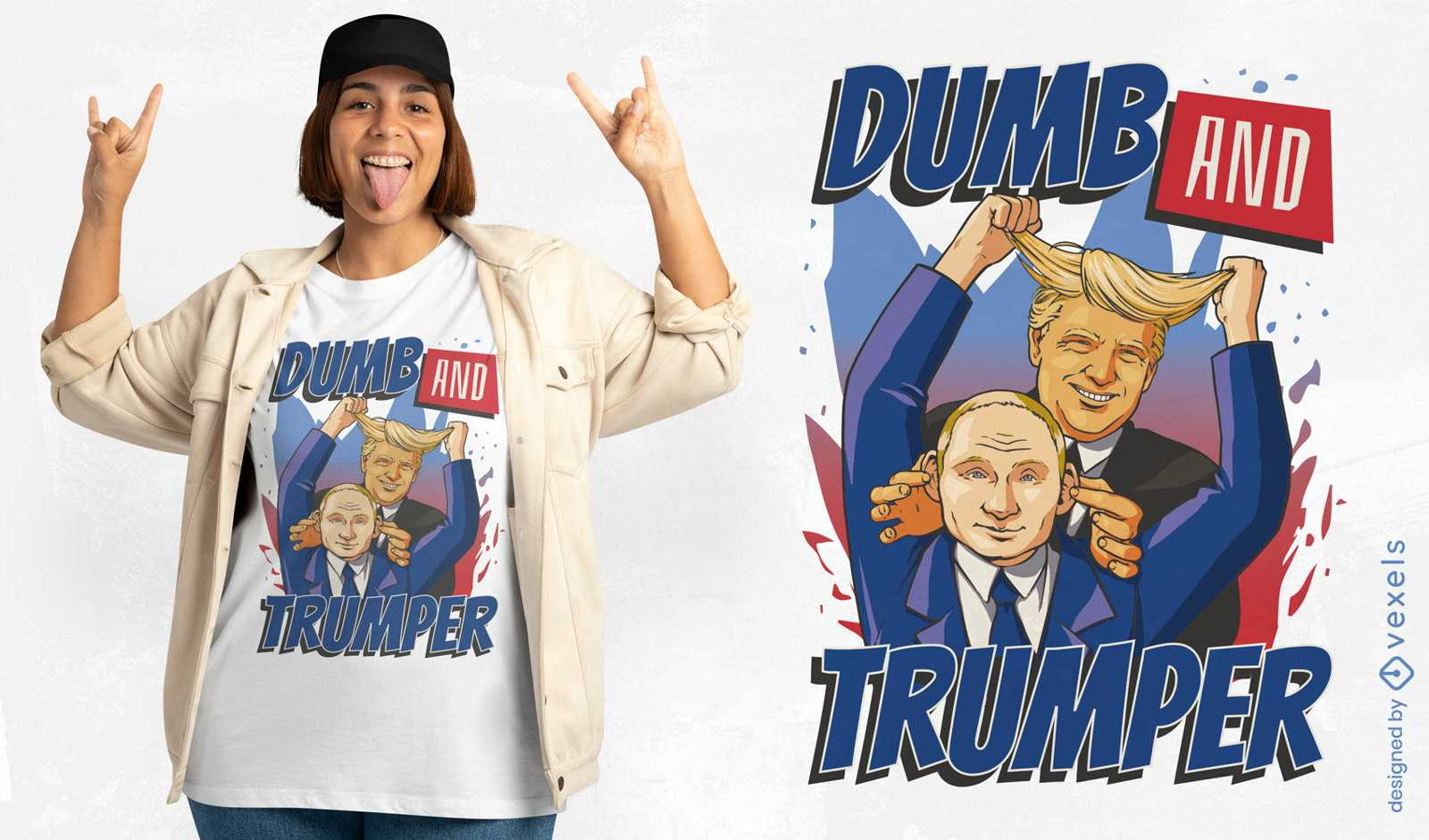 Design de camiseta de par?dia de Trump e Putin