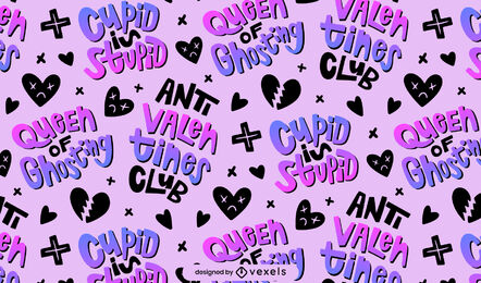 Anti Valentine's day quotes pattern design