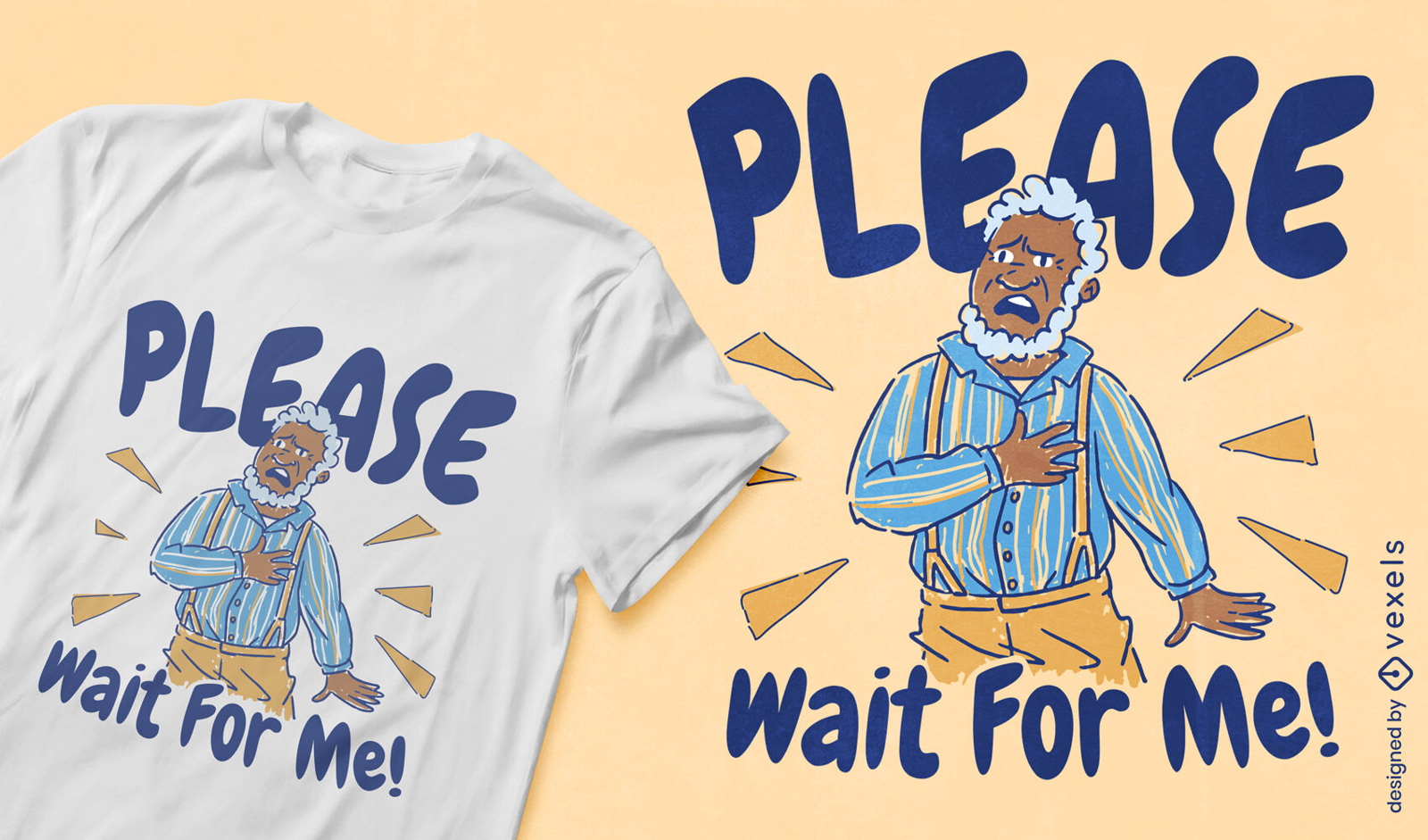 Design de camiseta de desenho animado de homem negro mais velho