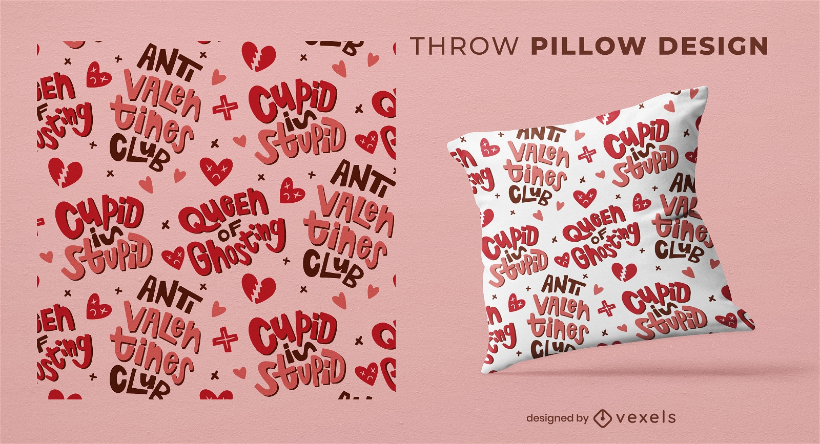 Anti Valentine's throw pillow design