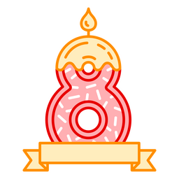 Decoración de cumpleaños con el número 8. Diseño PNG
