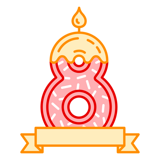 Decoração de aniversário com o número 8 Desenho PNG