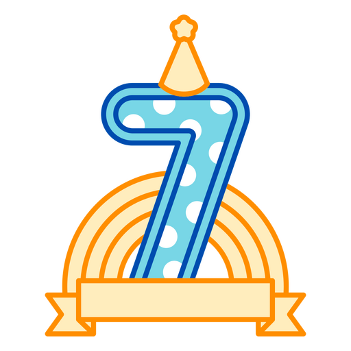 Decoração de aniversário com o número 7 Desenho PNG