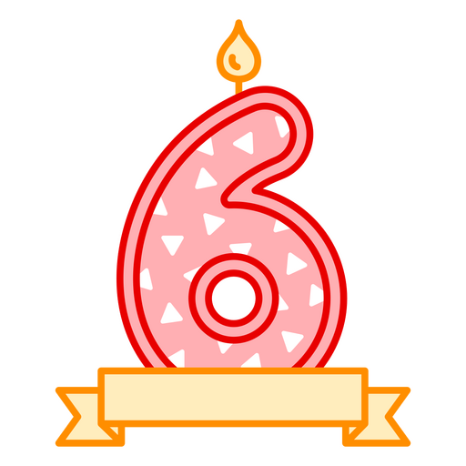 Decoración de cumpleaños con el número 6. Diseño PNG