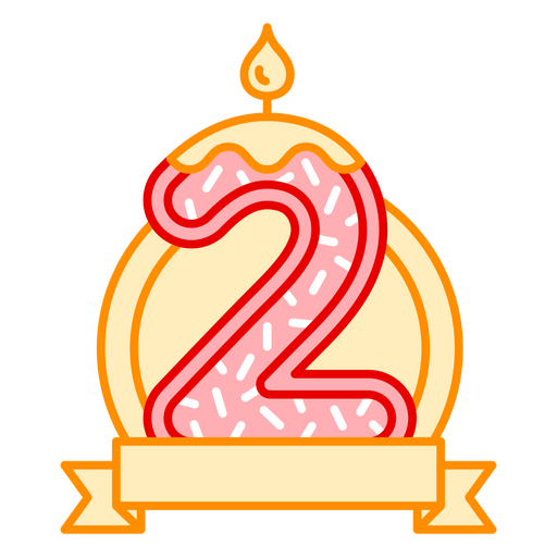 Decoración de cumpleaños con el número 2. Diseño PNG
