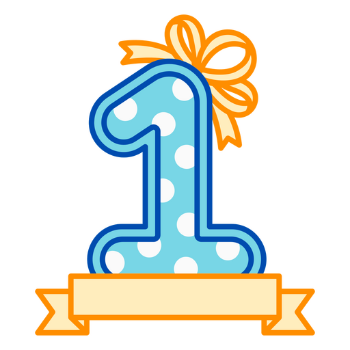 Decoração de aniversário com o número 1 Desenho PNG