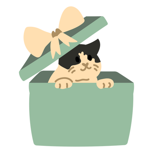 Gato de aniversário saindo de uma caixa de presente Desenho PNG