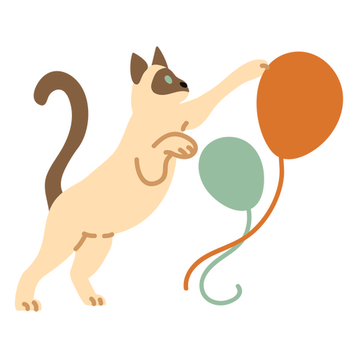 Birthday cat playing with balloons PNG Design