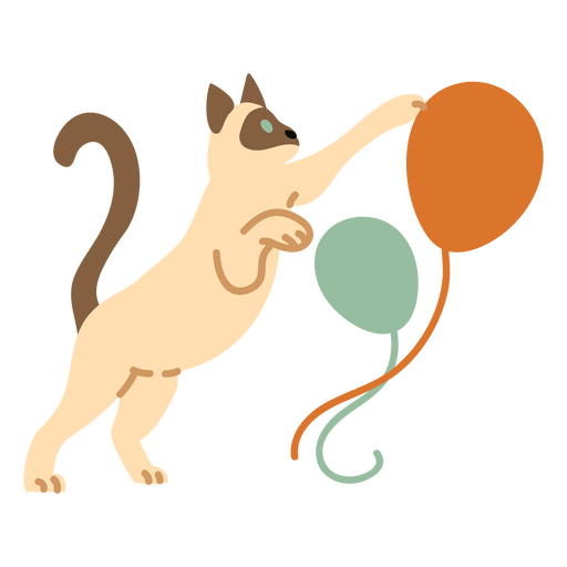 Gato de aniversário brincando com balões Desenho PNG